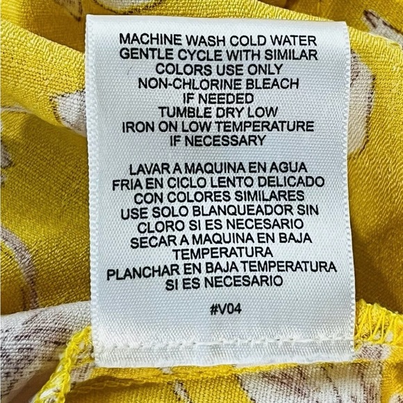 Meraki Woman's Yellow Floral V-Neck Short Sleeve Waist Tie Blouse Size XL NWT - Picture 12 of 14